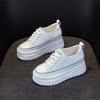 Leather little white shoes women's autumn waterproof women's shoes new thick-soled muffin shoes inner height increase casual single shoes women