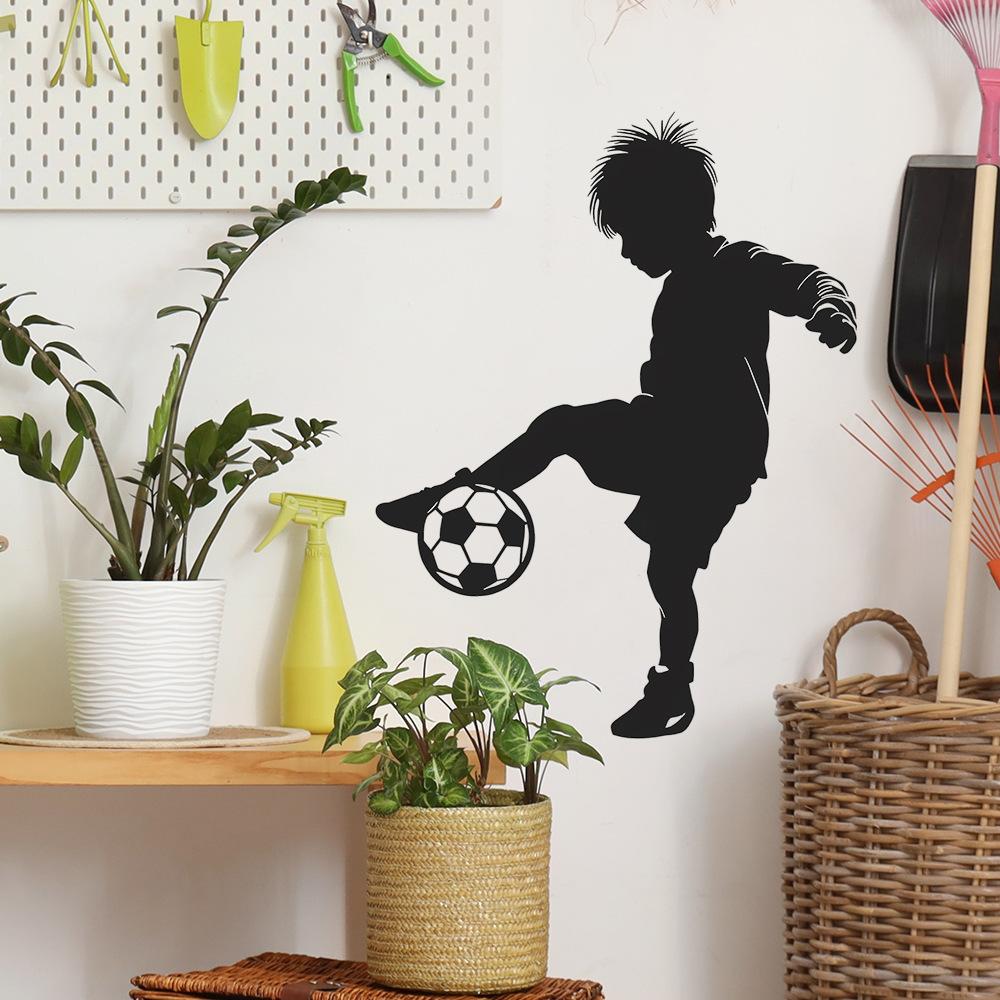 A Silhouette of A Boy Playing Football, A Decorative Sticker for The Background Wall of The Bedroom Study