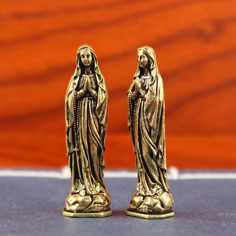 Vintage Handmade Brass Statue Mini Copper Figurine Craft Desktop Decor for Study Room Home Office Souvenir Gift