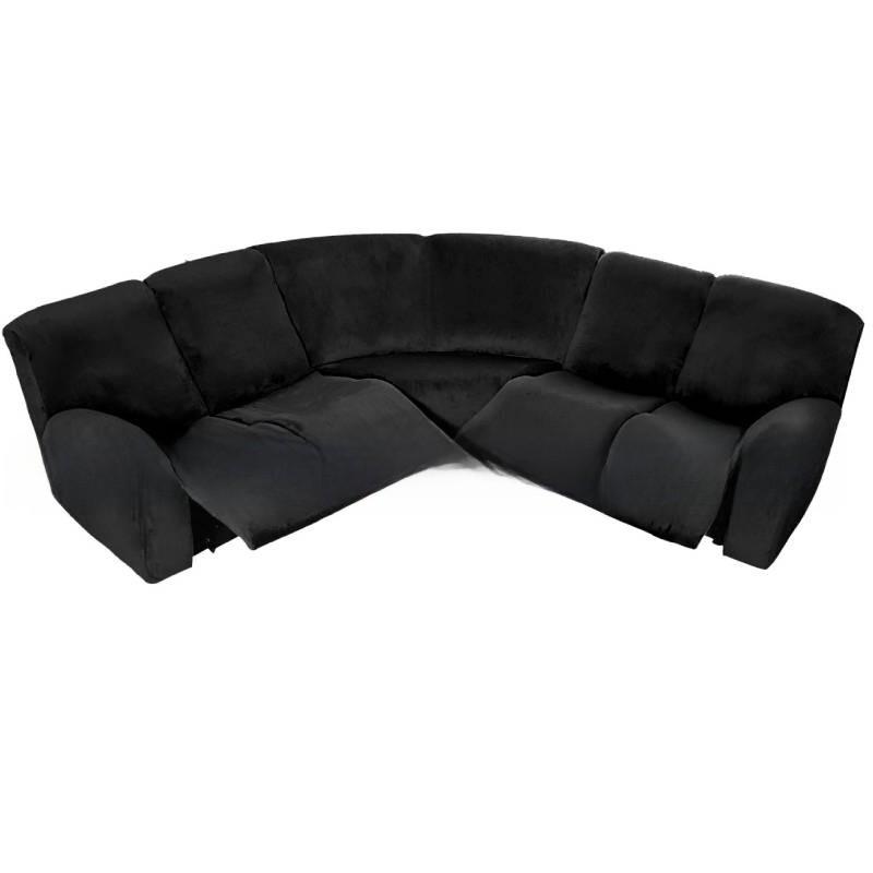 Velvet Lshaped Seven Piece Sofa Cover Set With Stretch Material For Corner Sectionals