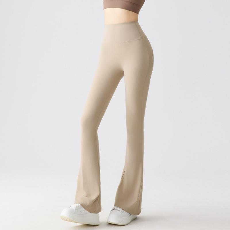 Women's Micro-Flare Yoga Pants: High Waist, Summer Wear, Tummy Control, Hip-Lifting, Elastic, Slimming, Fitness Flare Style.