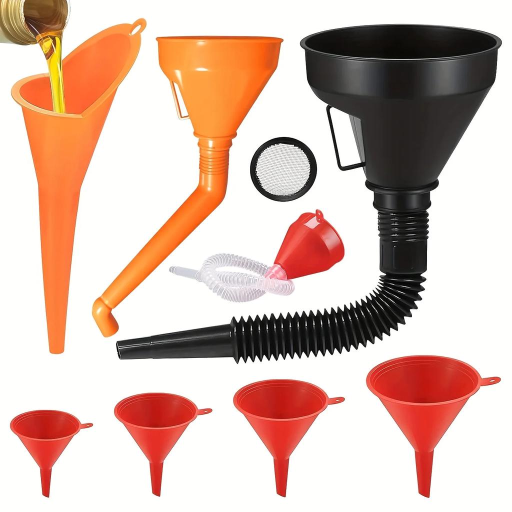Plastic Funnel Set for Car Oil Gas and Fluids Auto Home Kitchen Function Plastic Funnel Home Lab