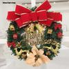 40cm Christmas Wreath with Big Bowknot Holiday Wreath Hanging Decoration for Door Mantels Wall Festival Celebration