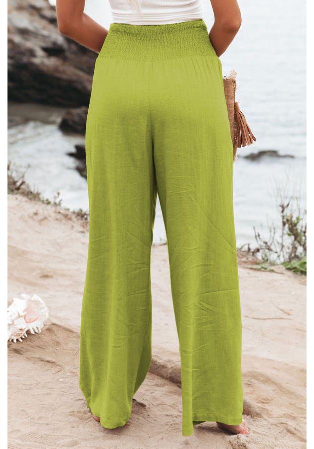 Women's Spring/Summer Cotton Linen Wide-Leg Elastic Waist Pants - Available in Various Colors