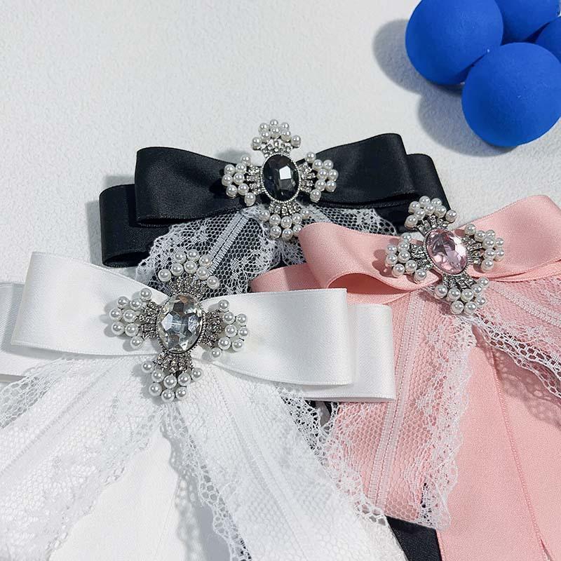 Fabric Lace Bowknot Brooches For Women   Corsage Shirt Collar Pin Luxulry Jewelry Accessories