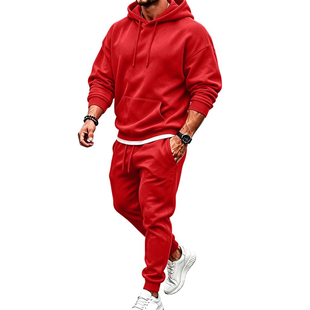 Conjunto de Moletom Unissex com Capuz e Calça Jogger de 2 Peças para Homens e Mulheres