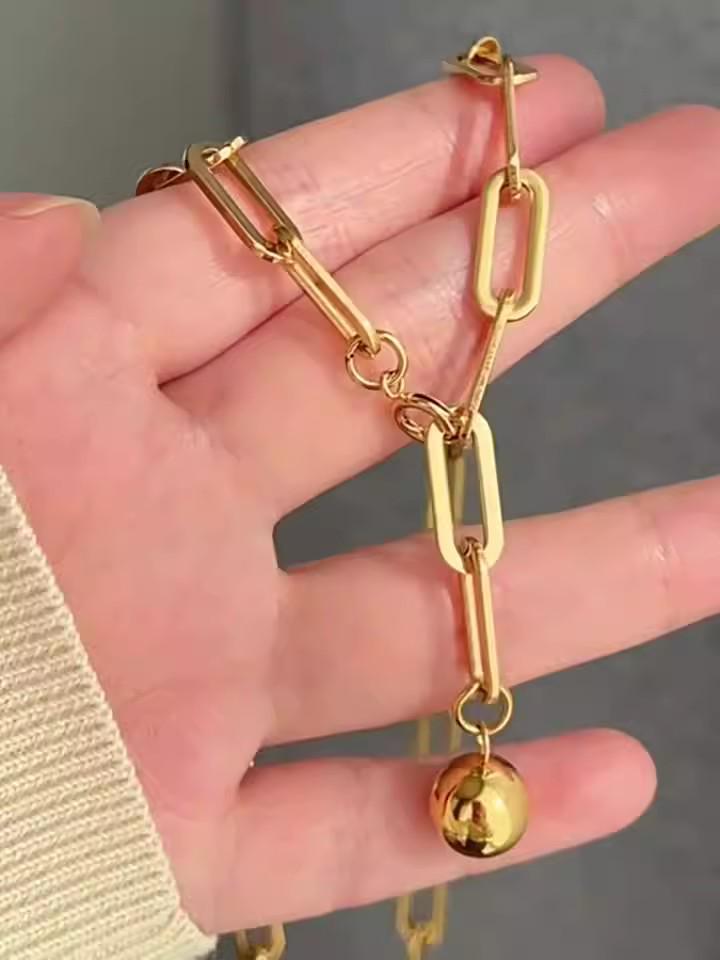 2024 Trendy Double Layer Titanium Steel Necklace: European & American Design for Autumn/Winter