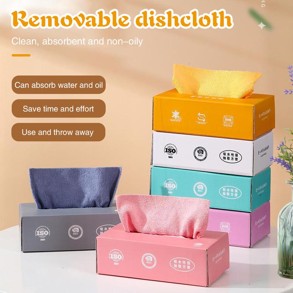 20pcs/box Removable Magic Rag Microfiber Cloth Removable Wiping Cloth Disposable Reusable Absorbent Scouring Dishrags