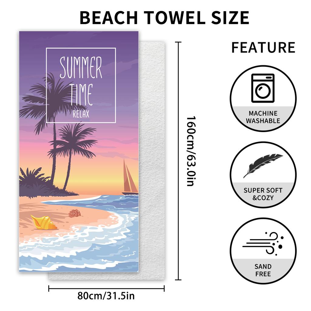 Double-sided velvet beach towel, microfiber yoga sports towel, water-absorbing quick-drying swimming towel