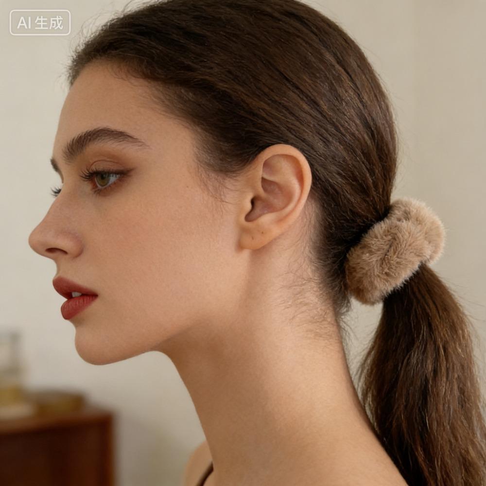 Korean Retro Folded Chiffon Scrunchies for Women, Sweet Temperament Oversize Hair Tie