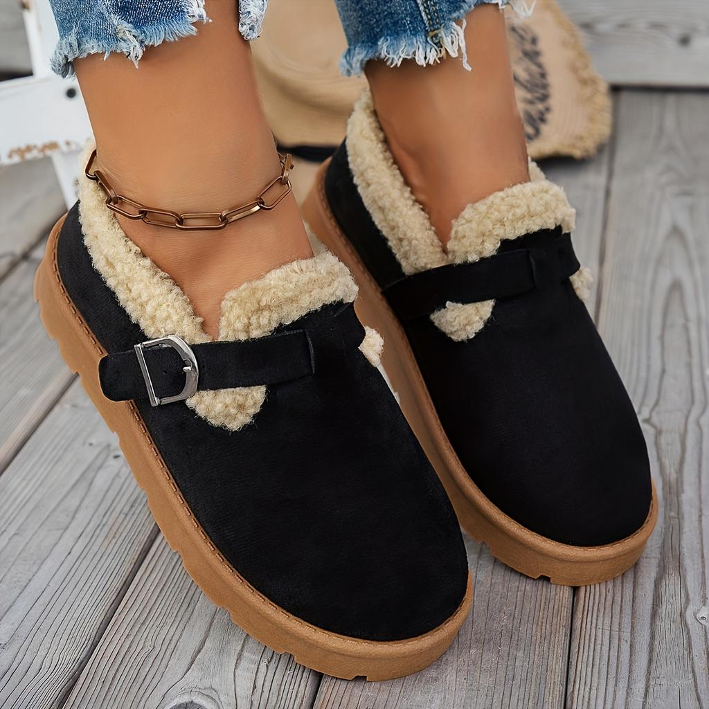 Women's Cozy Winter Ankle Boots Plush Lined Thick Rubber Sole Casual Brown Platform Shoes