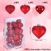 24 pcs Heart Shaped Plastic Ornaments for Christmas Tree and Valentine Party Featuring Electroplated Coating for Festive Use