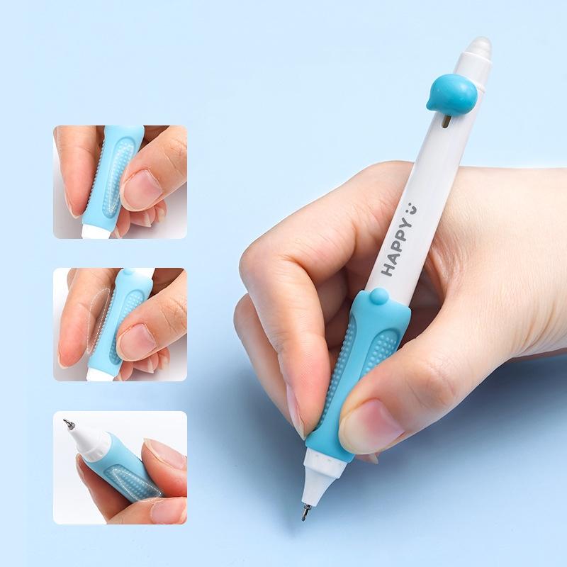 Sada 3 kusů gelových per Happy Beans Ergonomický trojúhelníkový grip smazatelný černý barevný inkoust 0,5 mm kuličkové pero pro školu psaní