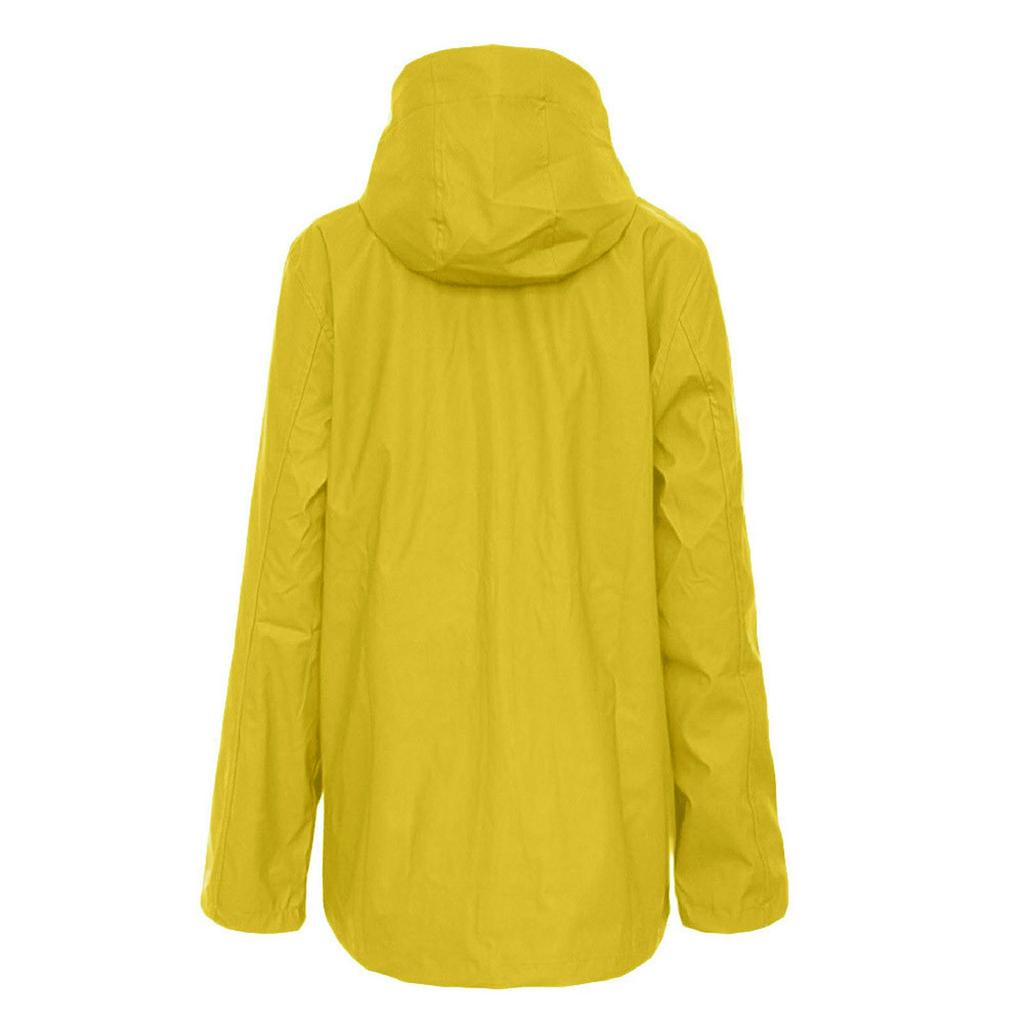Damen Solid Rain Outdoor Plus Size Kapuzen-Regenmantel, winddichter Jackenmantel