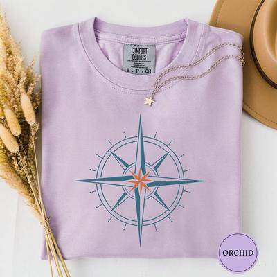 Nautical Compass Rose Sailing Tee, Sailor Gift Shirt, Ocean Lover Tee, Coastal Nautical Shirt, Adventure Sailing Gift, Boating Shirt