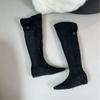 2025 Autumn and Winter New Tall Tube Thin Inner Slope Heel Lamb Wool Warm Snow Boots Knight Women's Boots
