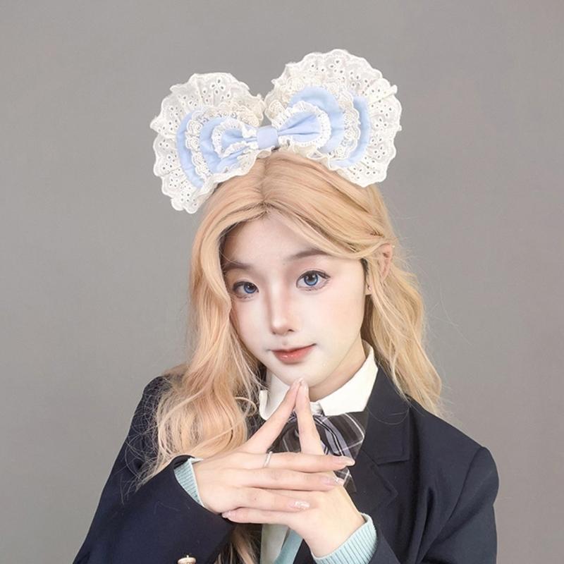 Lace Bows Headbands Party Hair Accesory For Women Elegant Design Suitable For Parties And Cosplay Event