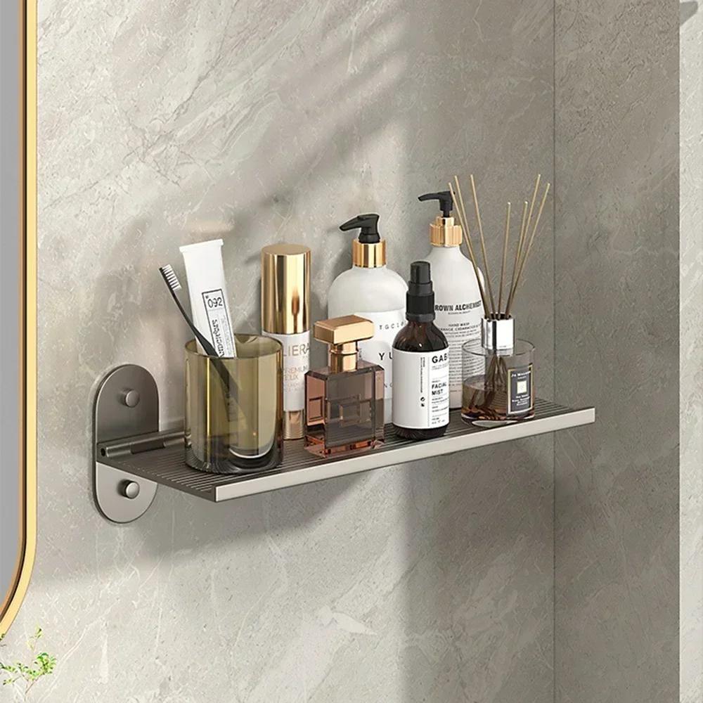 

Bathroom Storage Rack Foldable Shelf Wall Storage Shelves Wash Basin Cosmetics Organizers Punch-Free Household Accessories