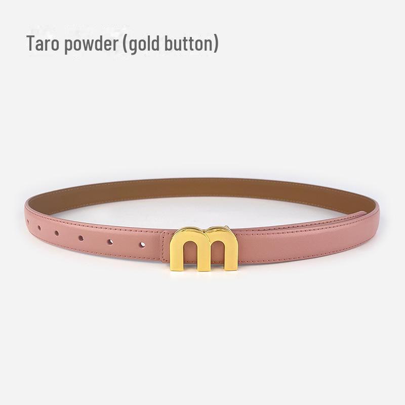 M Letter Genuine Leather Women's Belt - Versatile for Casual Pants, Skirts, and Jeans