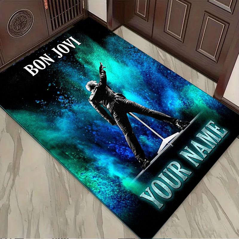 Name Benutzerdefinierter Bon Jovi Band Teppich für Wohnzimmer Schlafzimmer Haus Sofa Dekoration, Kinder spielen Rutschfeste Bodenmatte