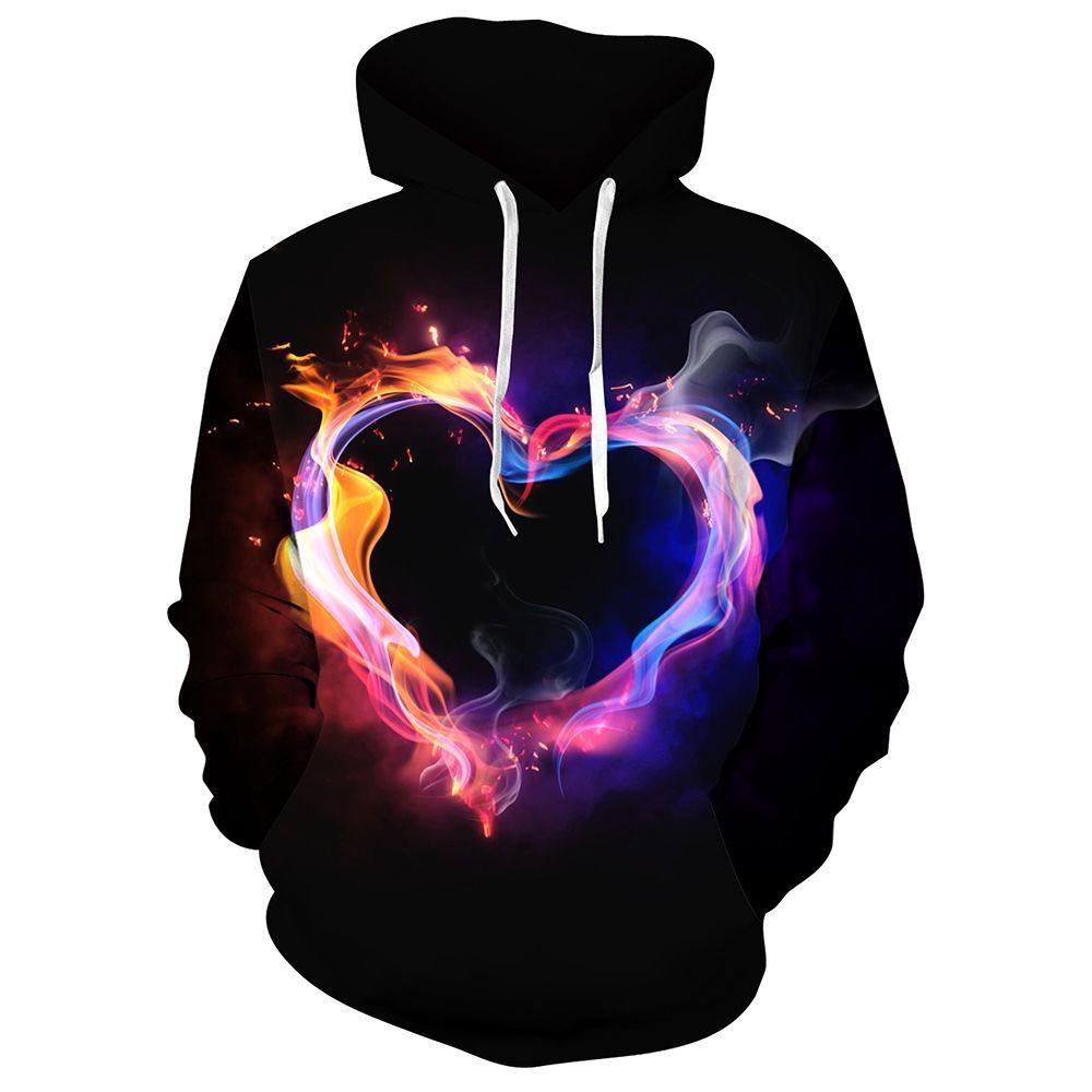Druk cyfrowy 3D Walentynki Para Miłość Serce Męska Bluza Z Długim Rękawem Modna Bluza Z Kapturem