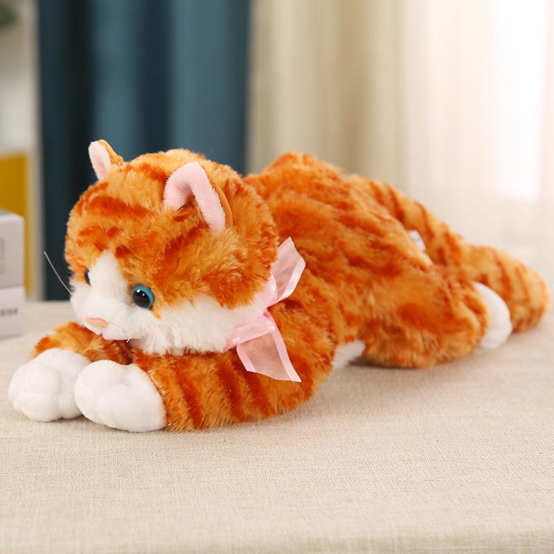 Realistic Meowing Musical Cat Plush Toy - Lying Kitten Doll Birthday Gift