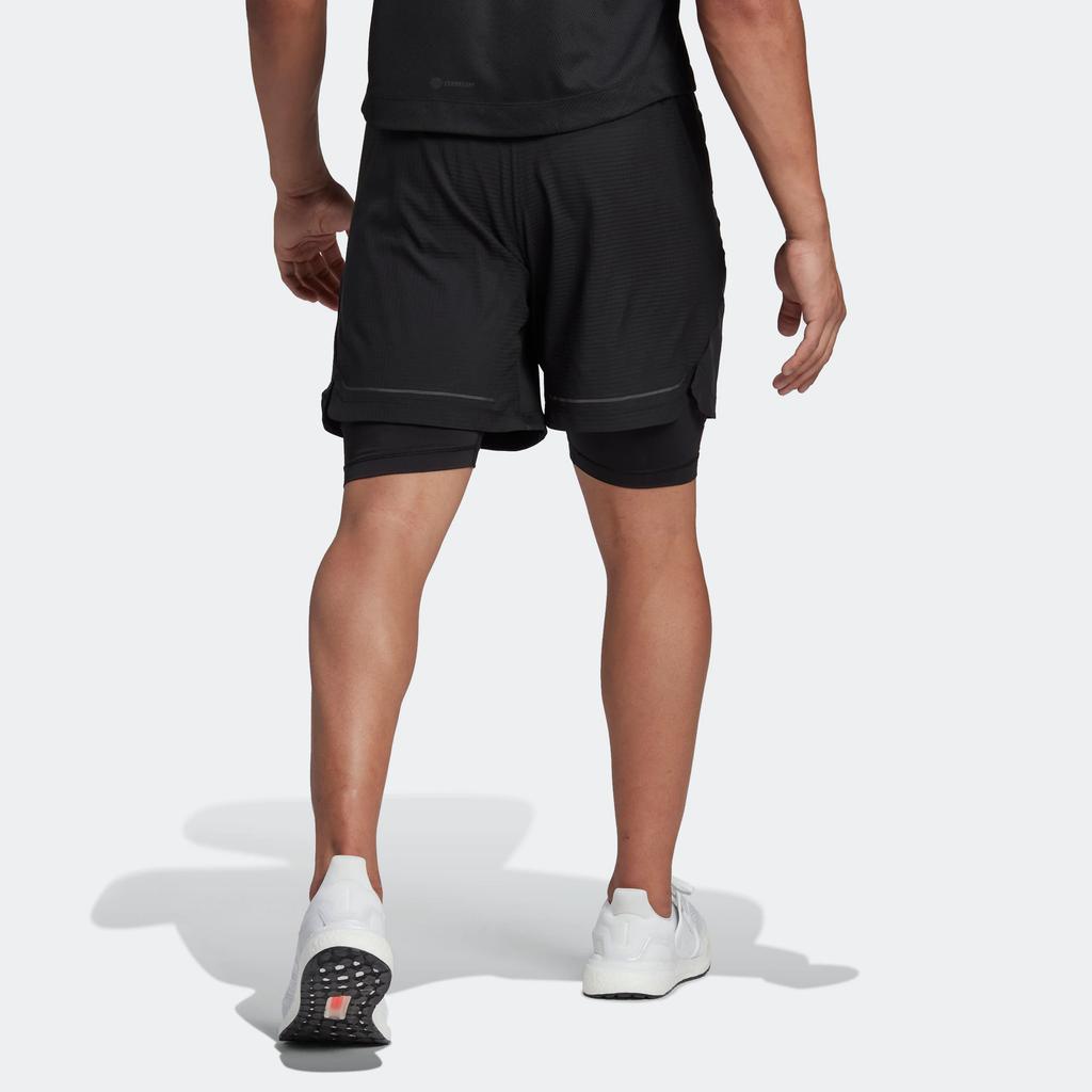 Adidas Two-In-One Built-In Compression Shorts with Elastic Waist Men Bottoms Black HR3772