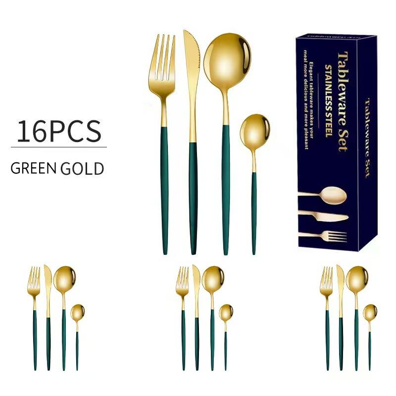 16Pcs Stainless Steel Cutlery Set Cutlery Set Mirror Polished Tableware Western Tableware, Suitable for Hotel Parties.