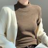 Turtleneck Pullover for Women In Autumn and Winter Fitted Top Thick and Warm Long-sleeved Top with Added Fleece