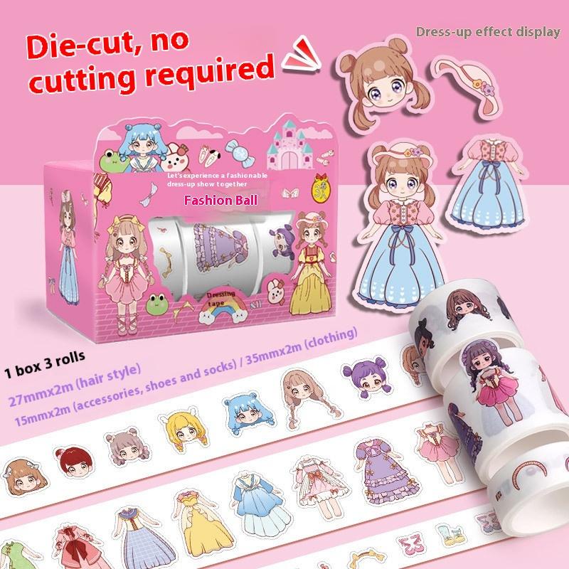 Cute Princess Dress Up Waterproof Sticker Girl Cartoon Washi Tape Set Cute Children'S Handbook Character Decoration Sticker