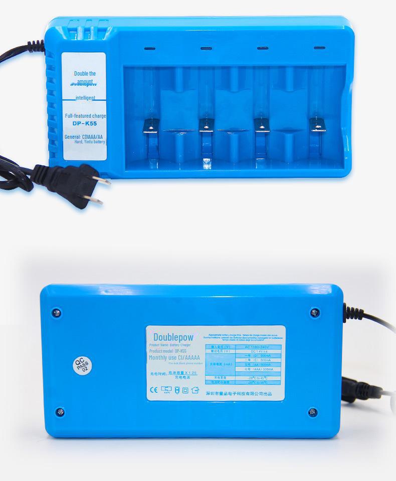 Smart 4-Slot Charger for 1/2/5/7 1.2V Rechargeable Batteries - Double Capacity, Intelligent Indicator