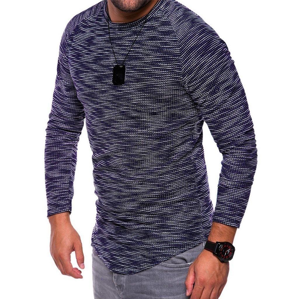 Mens Long Sleeve Oneck Tshirt With Unique Pattern And Comfortable Fit In Multiple Colors
