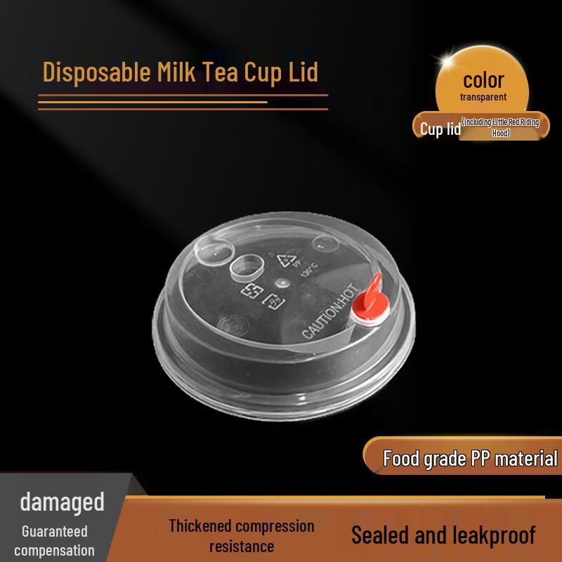Food-Grade Microwavable Plastic Milk Tea Cup Lids with Red Hood Design