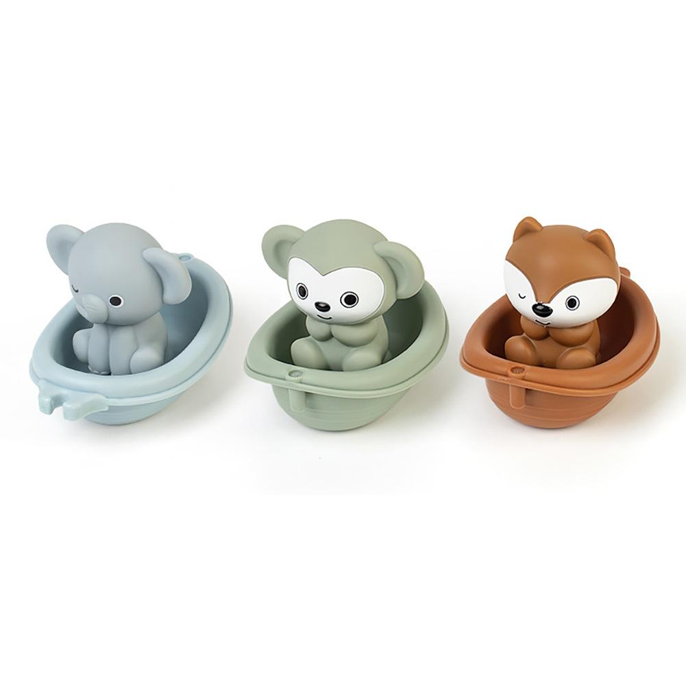 Stackable Bath Boats for Toddlers Water Play Animal Bath Stacking Boats with Puppets Sensory Bath Toys for Babies Parent-Child Bath Time