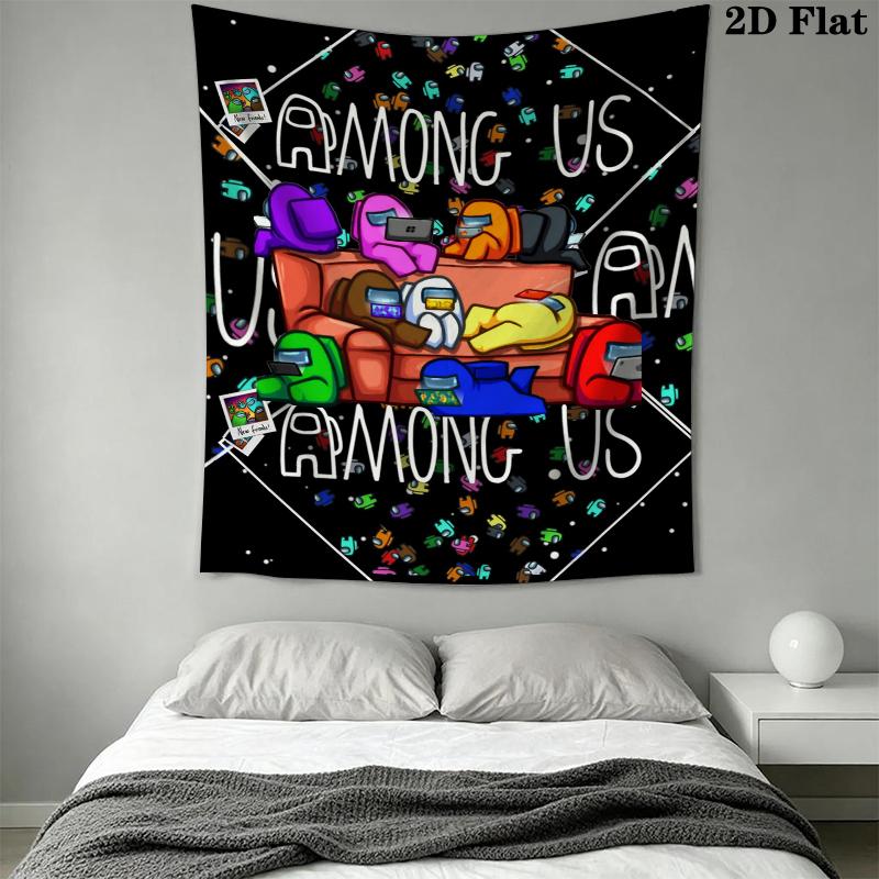 Among Us Wall Tapestry Aesthetic Wall Hanging Printed Fabric Blanket Decorative Tapestries for Bedroom Living Room Home Decor