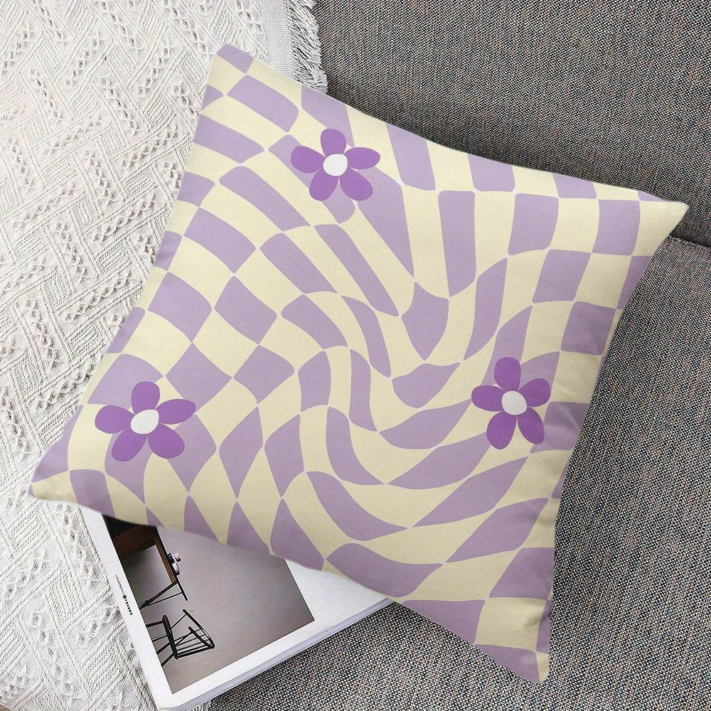 Lavender Swirl Square Jacquard Pillow Cover for Sofa Office Waist Cushion Cover Home Decorative Pillowcase