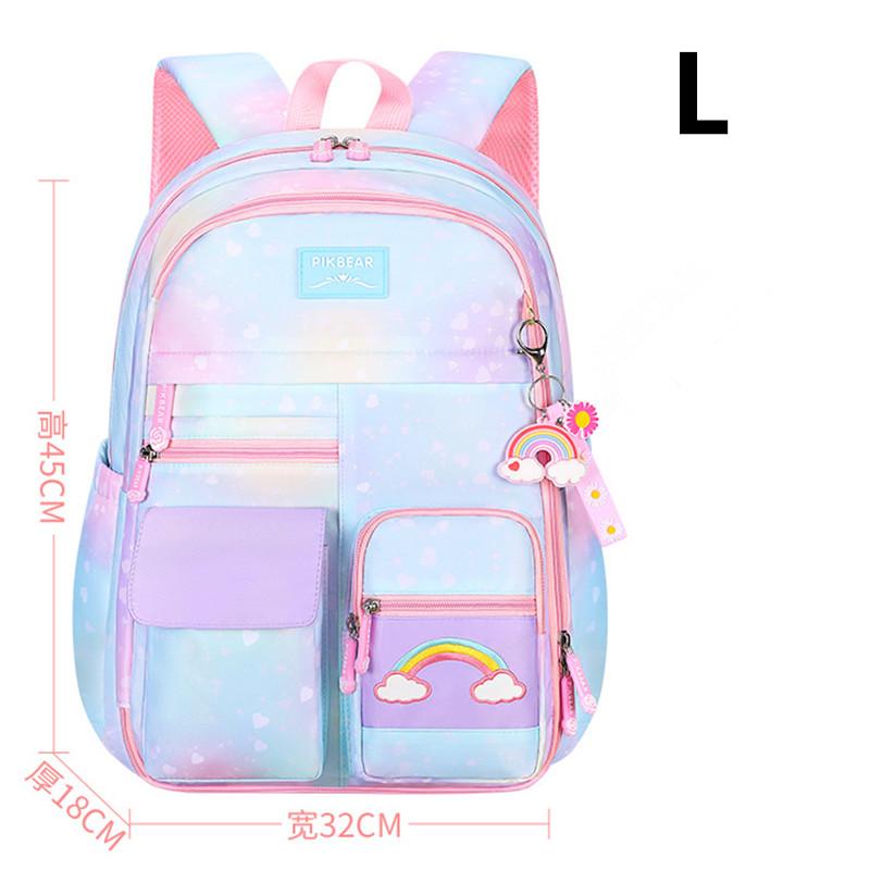 Regenboog Borduurwerk 3-Delige Set Schoolrugzakken Hoge Kwaliteit Nylon Waterdicht Basisschool Kleurverloop Schooltassen Kinderen Schooltas