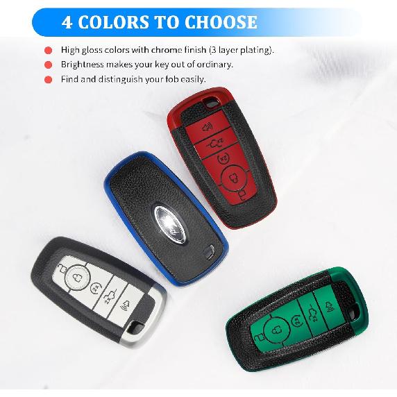 QBUC for Ford Key Fob Cover,Key Cover with Keychain for ford,Key Case Full Protection Key Case Shell Shell for Mustang Raptor Remote car Key Fusion
