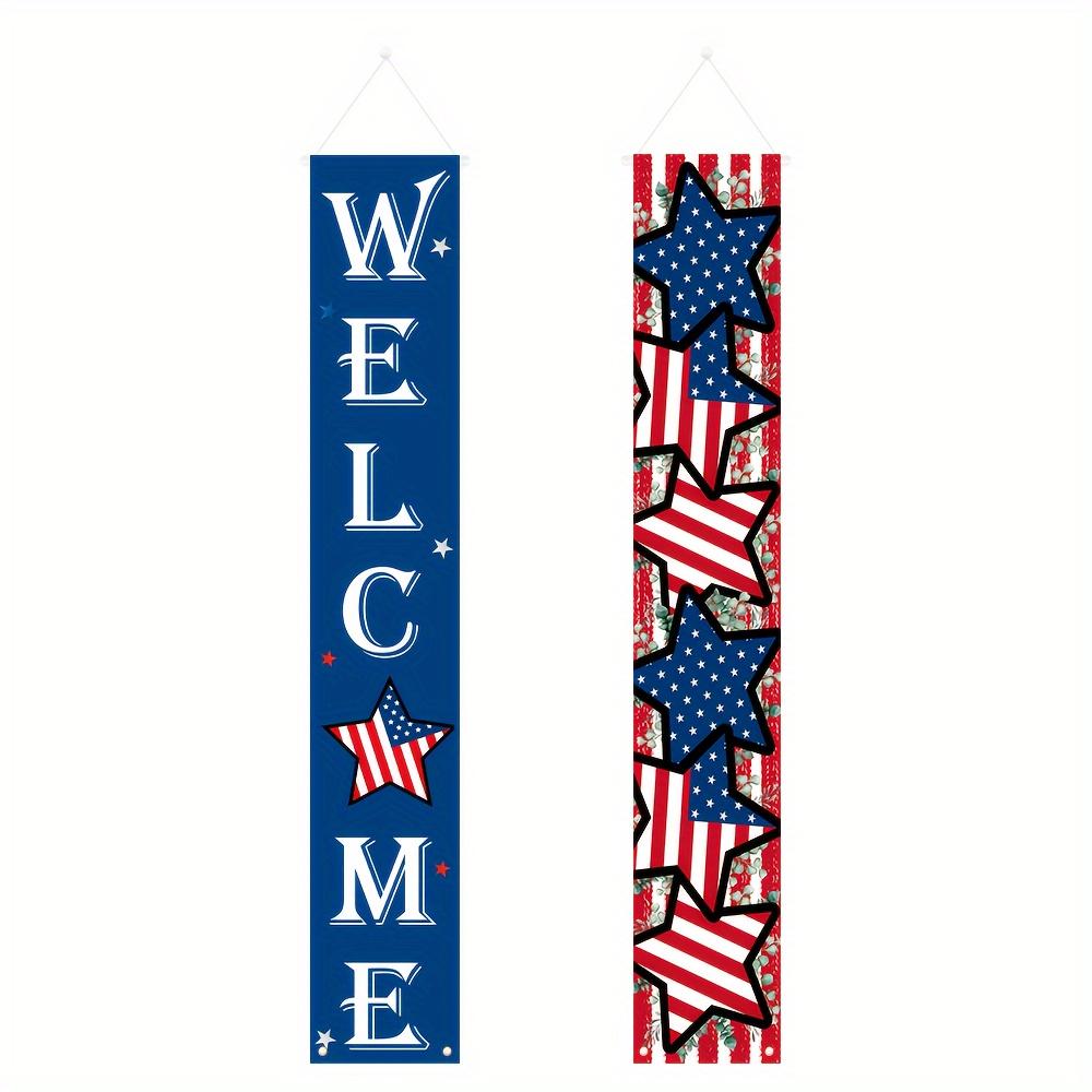 Independence Day Hanging Flag Banner Outdoor Patriotic Decor Family Party Porch Yard Garden Red White Blue USA Flag Decorations