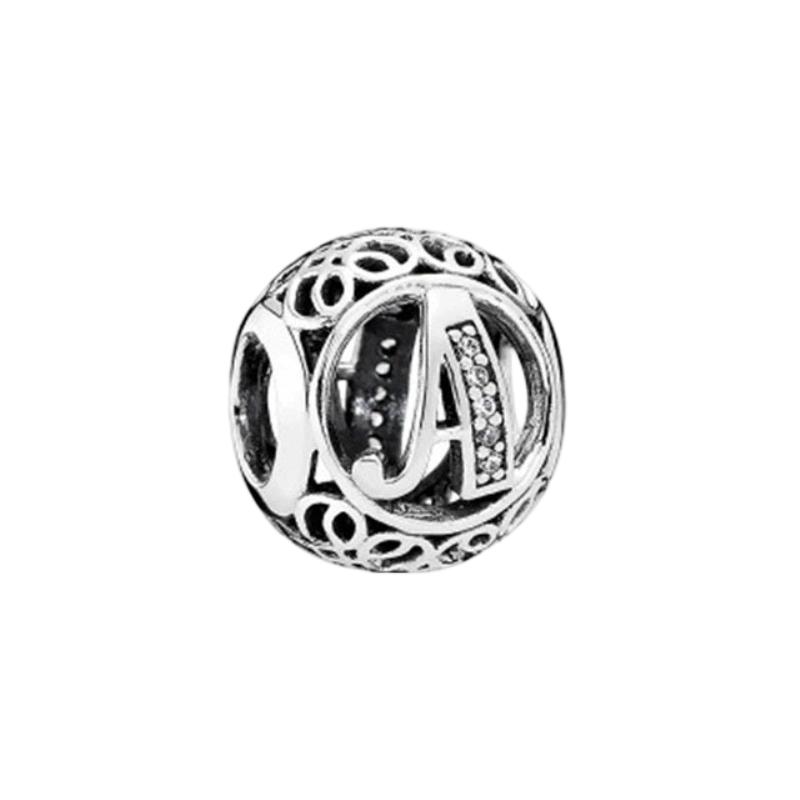 Fine Sparkling Spherical A-Z 26 Lucky Letters Charm Beads Fit Original European Bracelets Diy Women Jewelry Gifts