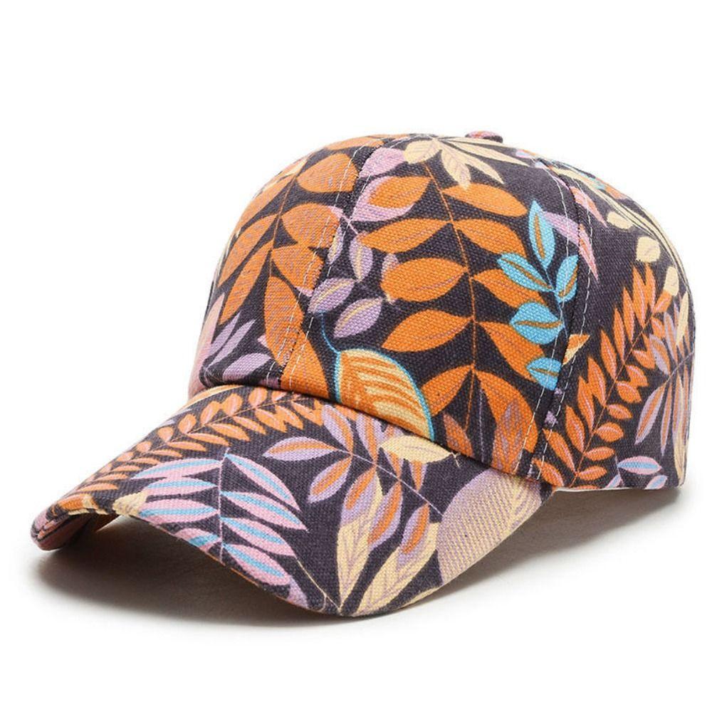Fashion Korean Style Baseball Cap Sun Protection Casual Oversized Hat Maple Leaf Print Trendy Sun Hat For Men Women