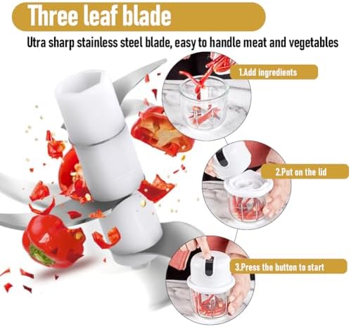 USB Rechargeable Electric Food Chopper 350ml Wireless Mini Kitchen Chopper Multifunctional Food Processor for Onions Garlic Meat Fruit