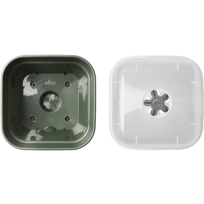 ELHO Square Grow Pot GREEN BASICS - Plastic - Reservoir - 19.5 X 19.5 X H 16.5 Cm - Leaf Green