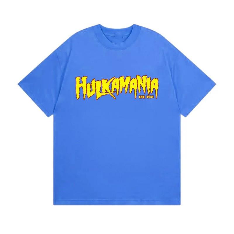Mens Cotton Graphic Tee Hulk Hogan Tribute Streetwear Short Sleeve T-Shirt Casual Wear