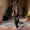 Cappotto di Velluto da Donna Caldo Giacca Primavera e Inverno Larga Casual Collo in Ecopelle Moda Abbigliamento Donna