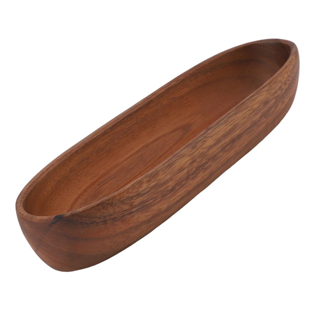 Wooden Salad Bowl Multipurpose Large Capacity Wooden Boat Shaped Bowl for Food Bread Fruits Snack Dessert