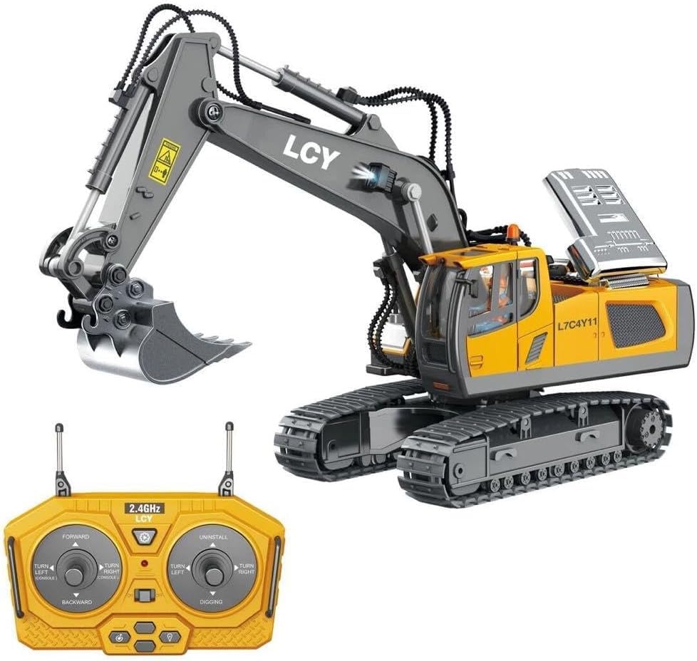 

LCY Realistic Power Shovel, Radio-Controlled Excavator, 2.4GHz Frequency, Wireless, 124 Scale, 680-Degree Swivel, Headlights, and Engine Sound
