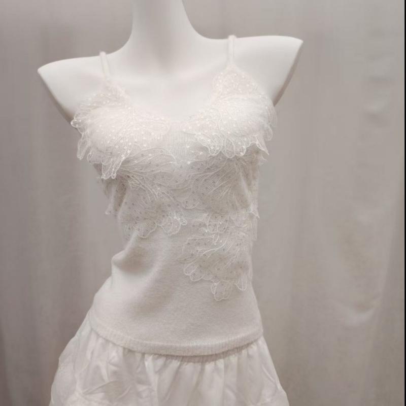 

Lace Knitted Bralette Women s Spring/summer Base Layer Top One size білий