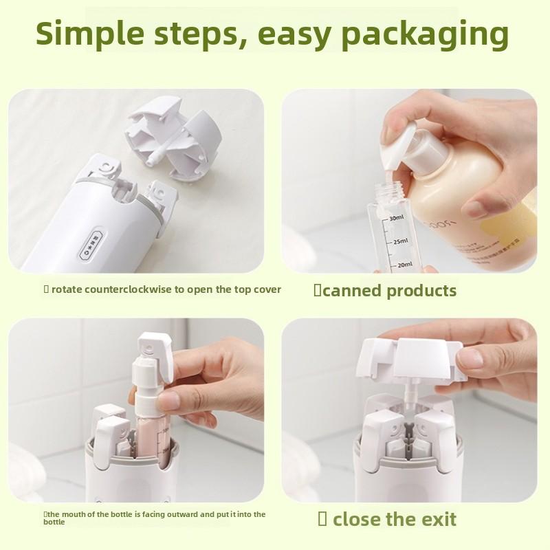 4 In 1 Portable Leakproof Travel Bottle Dispenser Set for Perfume Shampoo Conditioner Lotion