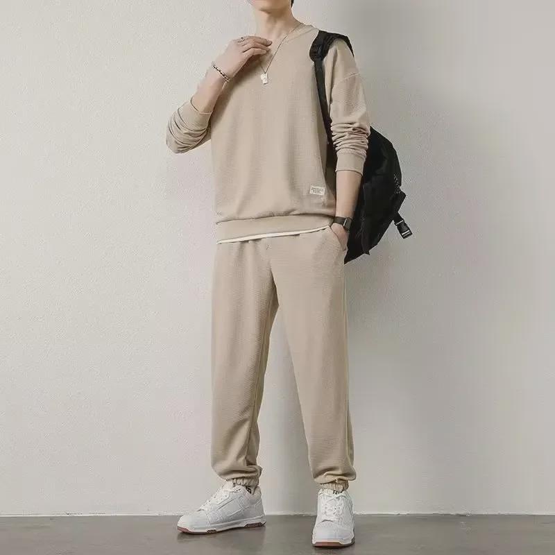 Men's Two-Piece Waffle Sweatshirt and Sweatpants Set - Available In Various Colors